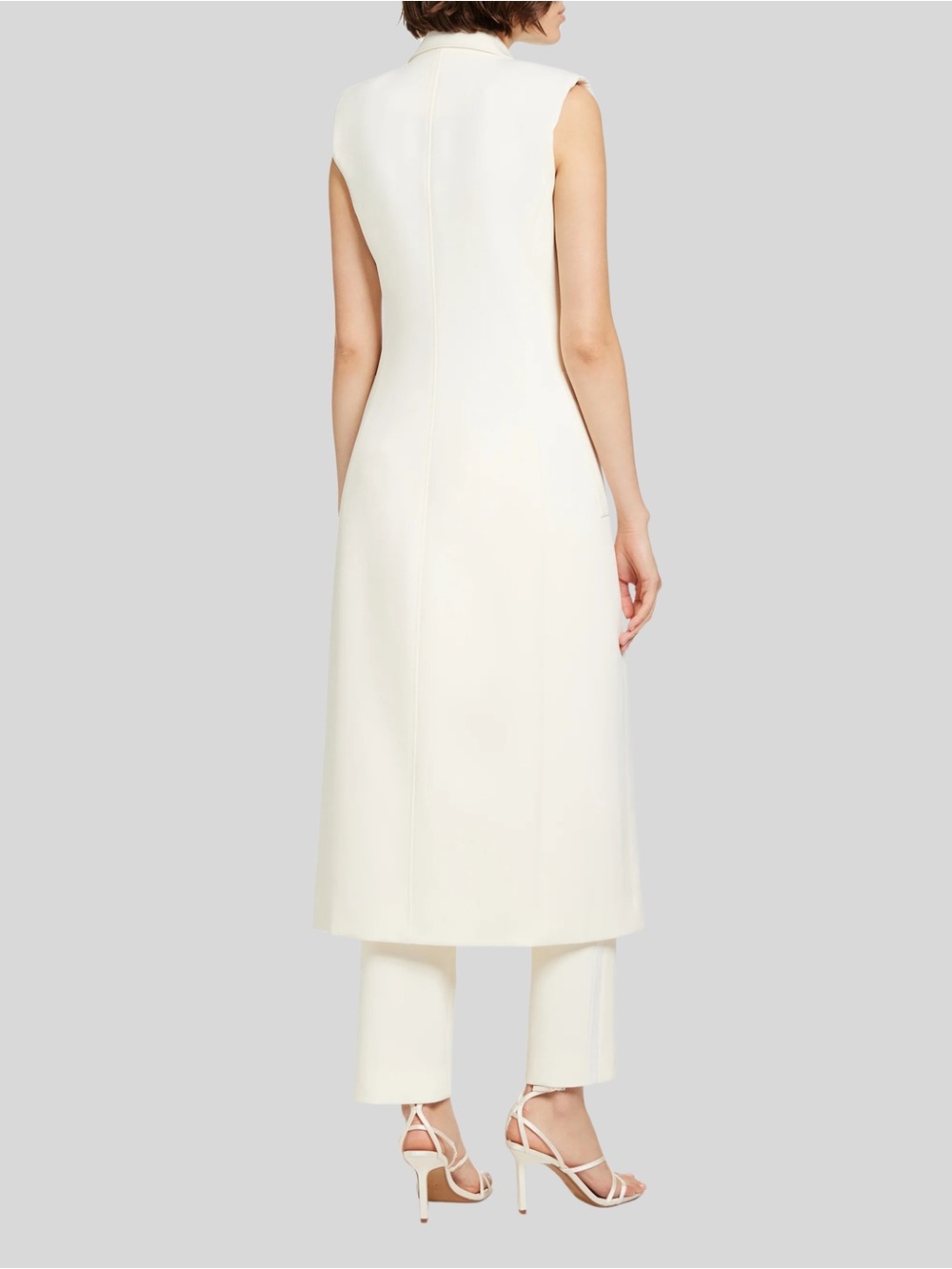 BCBGMaxAzria Cream Sleeveless Long Vest with Matching Trousers